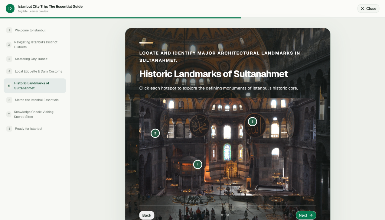 Interactive Lernwerk course preview with image hotspots